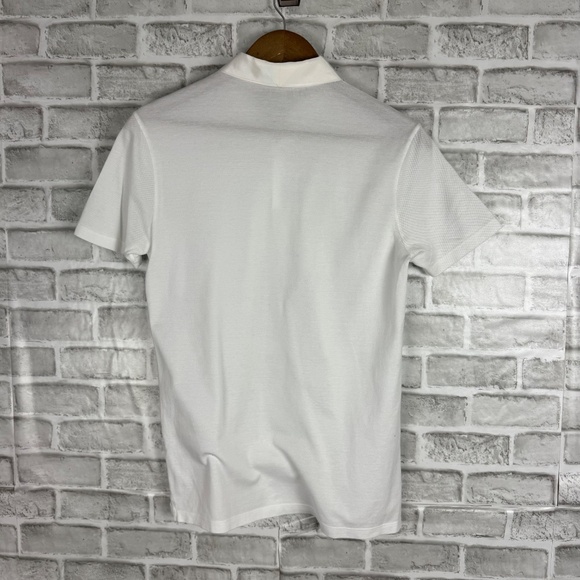 LANVIN Designer Pure White Jacquard Knit Collared Polo Shirt Mens Small - Picture 4 of 7